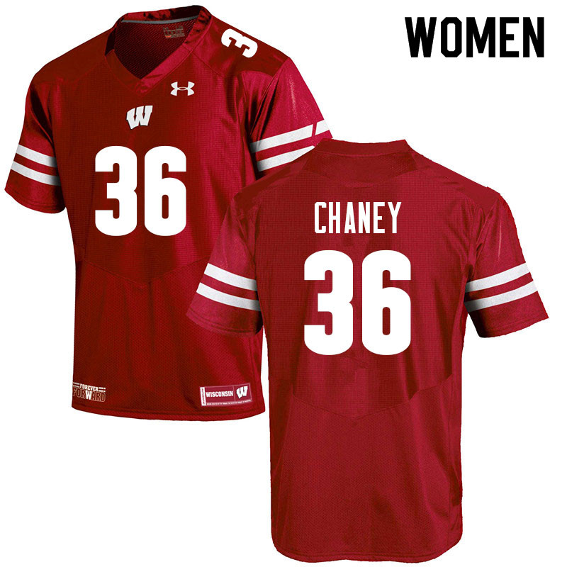 Wisconsin Badgers Women's #36 Jake Chaney NCAA Under Armour Authentic Red College Stitched Football Jersey LU40N45ER